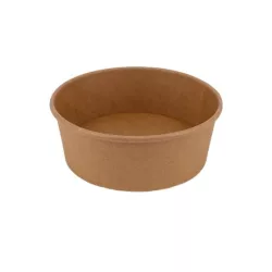 Lebomló salátás doboz, papír+PLA, 750 ml, kraft, prémium I 50 db/cs
