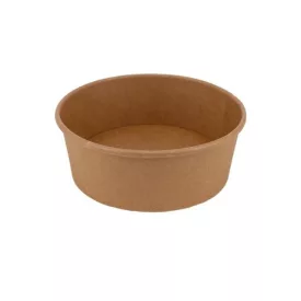 Lebomló salátás doboz, papír+PLA, 750 ml, kraft, prémium I 50 db/cs