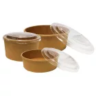 Lebomló salátás doboz, papír+PLA, 750 ml, kraft, prémium I 50 db/cs