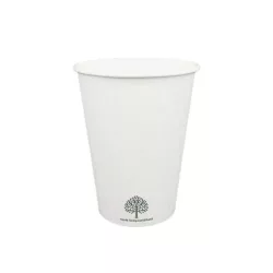 Papírpohár, 300 ml, műanyagmentes, fehér | 50 db/csomag