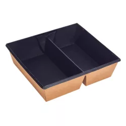   Elviteles doboz, 1200ml, karton, osztott, fekete | 20 db/csomag
