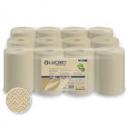 Kéztörlő, belső adagolású, Ø 14cm, Fiberpack papír, barna I 12 tekercs/csomag