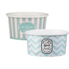 Fagyis tégely, papír és PE, 150 ml, zöld/rózsaszín | 50 db/csomag