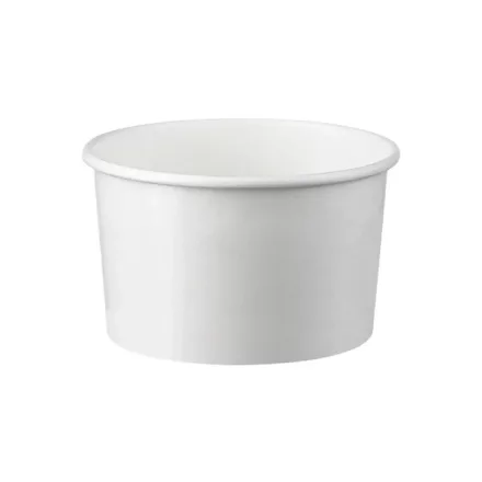Fagyis tégely, papír és PE, 180 ml, fehér | 50 db/csomag