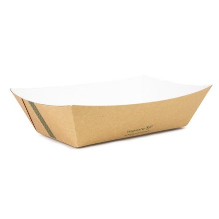 ételkínáló csónak, lebomló kraft papír,  2370 ml (22*14*6 cm)