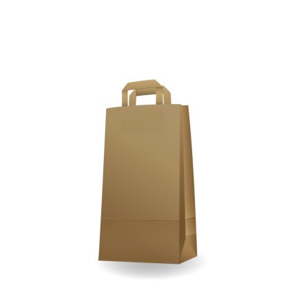 Szalagfüles papírtáska, környezetbarát, barna kraft, 22 x 10 x 36 cm I 250db / csomag