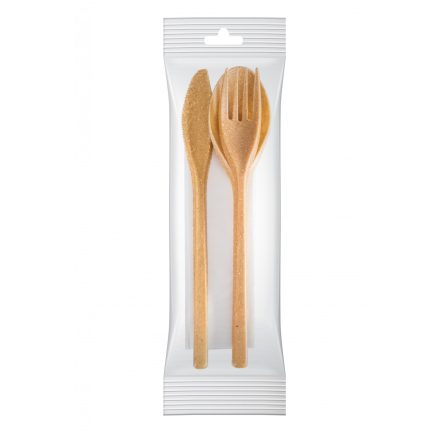 Reusable and recyclable cutlery set, wrapped