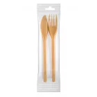 Reusable and recyclable knife and fork kit, wrapped