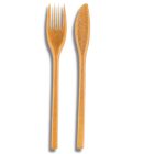 Többször használatos fa-polimer csomagolt szett (kés, villa, szalvéta) I 500db/csomag