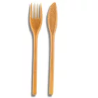 Reusable and recyclable knife and fork kit, wrapped