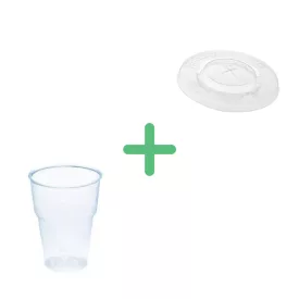 Lebomló pohár tetővel, PLA, 300 ml | 100db/cs