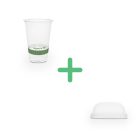 2,5 dl keskeny PLA-pohár, Ø 76 mm + 76 mm lapos PLA-tető szívószálnyílással szettben