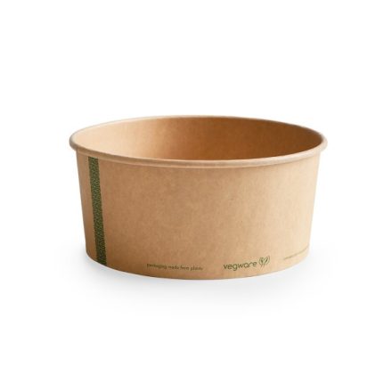 Lebomló családi ételtároló, papír+PLA, 1,4 l kerek, kraft, Ø 18,5 cm | 50 db/csomag