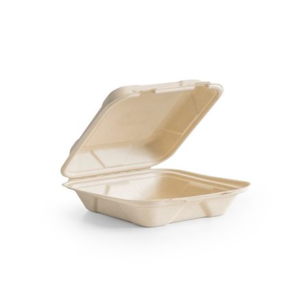 8in square bagasse lunch box