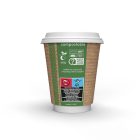 Lebomló teás pohár, papír és PLA, 3,4 dl, dupla falú, barna | 25 db/csomag