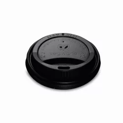   Lebomló kávés pohártető, fekete, CPLA, 79 mm, fekete, 2,3 dl pohárhoz | 50 db/csomag
