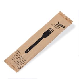 Compostable wooden fork, wrapped